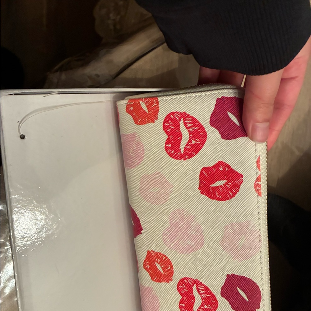 Aldo Cream and Red Lip Print Clutch - Picture 2 of 5